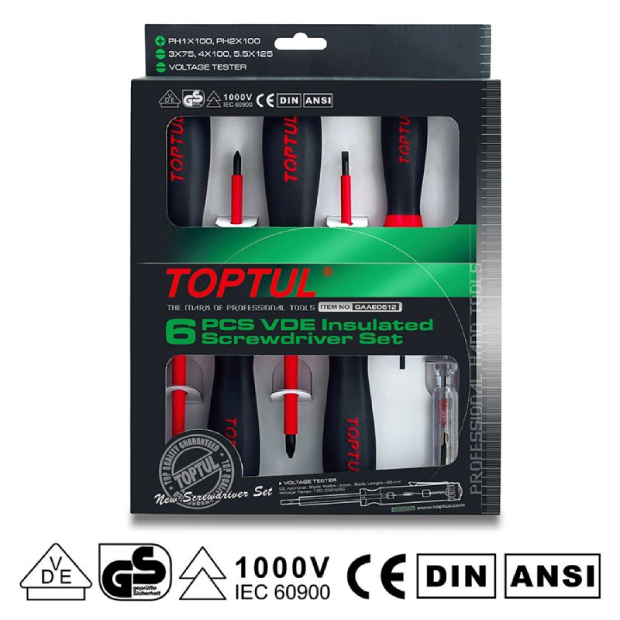 Jeu de 6 tournevis isolés VDE 1000V (y compris testeur) GAAE0612 - photo 1