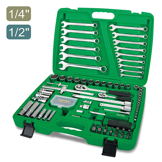 Jeu de 106 clés à douille à flancs de qualité professionnelle 1/4" et 1/2" GCAI106B - photo 1