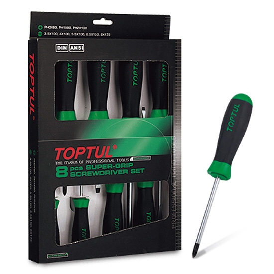 Jeu de 8 tournevis à fente et cruciformes Super-Grip GAAE0807 - photo 1