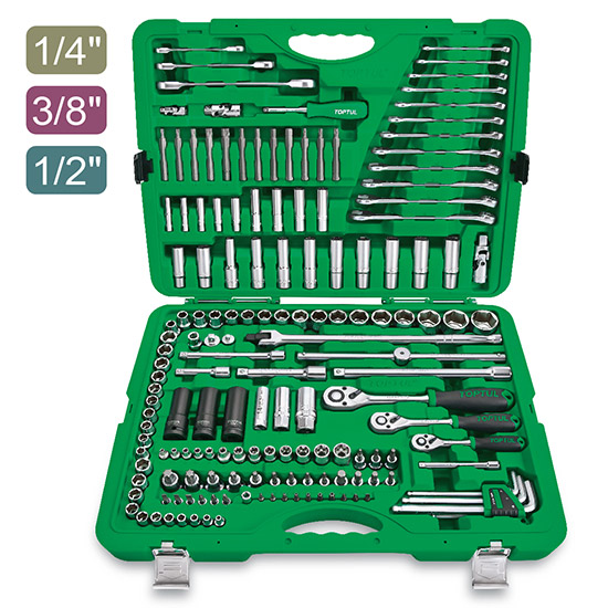Caisse de 163 clés à douille à flancs 1/4", 3/8" et 1/2" GCAI163R - photo 1