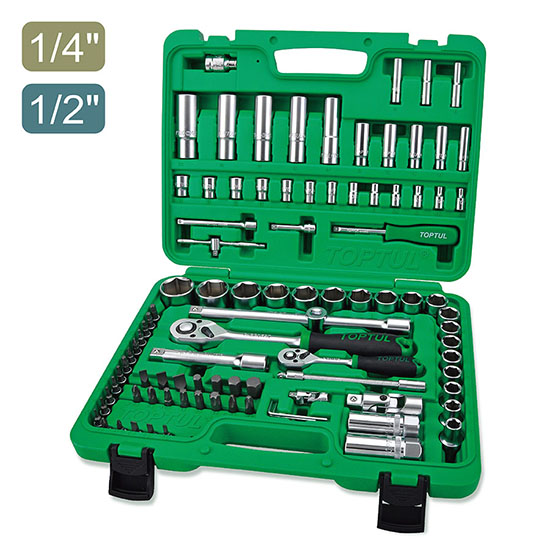 Caisse de 94 douilles à flancs de qualité professionnelle 1/4" et 1/2" DR. GCAI094R - photo 1