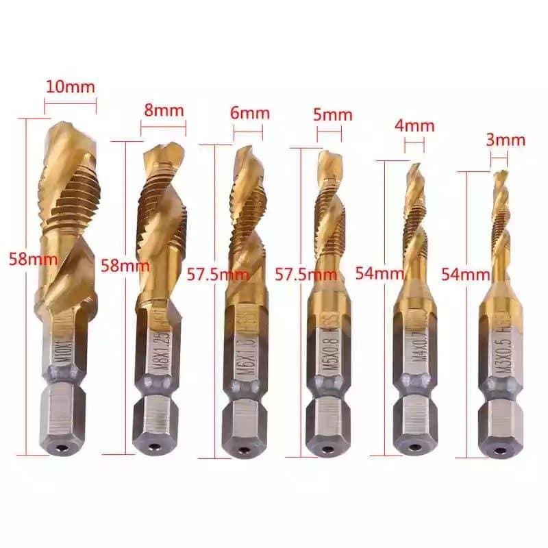 Jeux de meche fraise a tarauder M3-M10 53-58mm 6Pcs 555078 - photo 2
