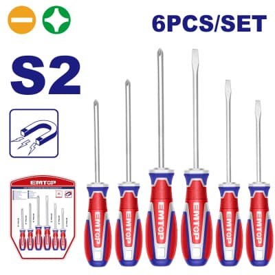Jeu de 6 tournevis industriels magnétiques S2 ESST0621 - photo 1