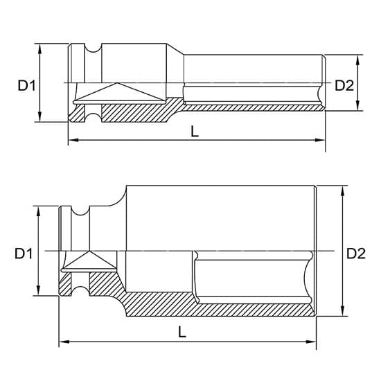 Douilles à impact profondes 6 pans 1/2" - Métrique - photo 2