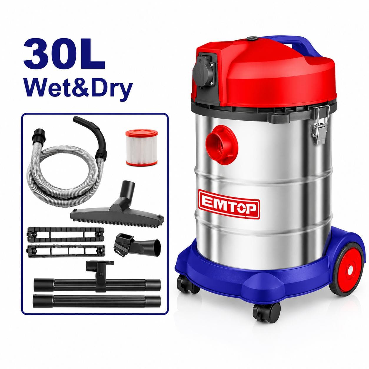 Aspirateur eau et poussière 30L inox 1400W avec prise automatique EVCR1401 - photo 1