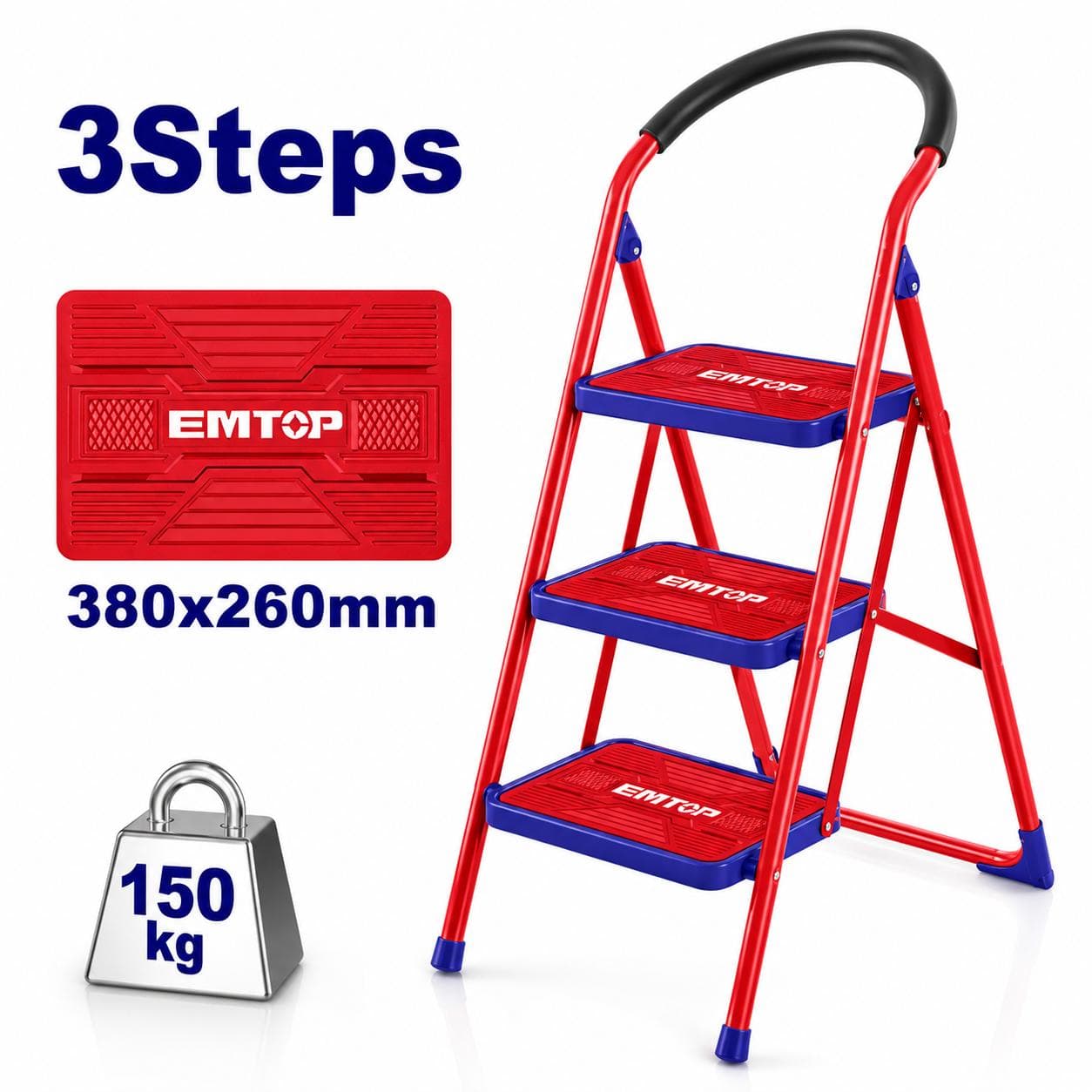 Echelle-escabeau en acier 150 kg 3 marches ESLR1031 - photo 1
