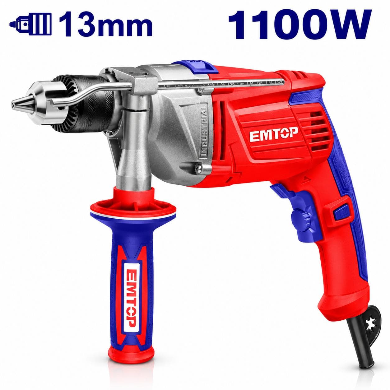 Perceuse chignole à percussion 1100W 13mm EMDL1101 - photo 1