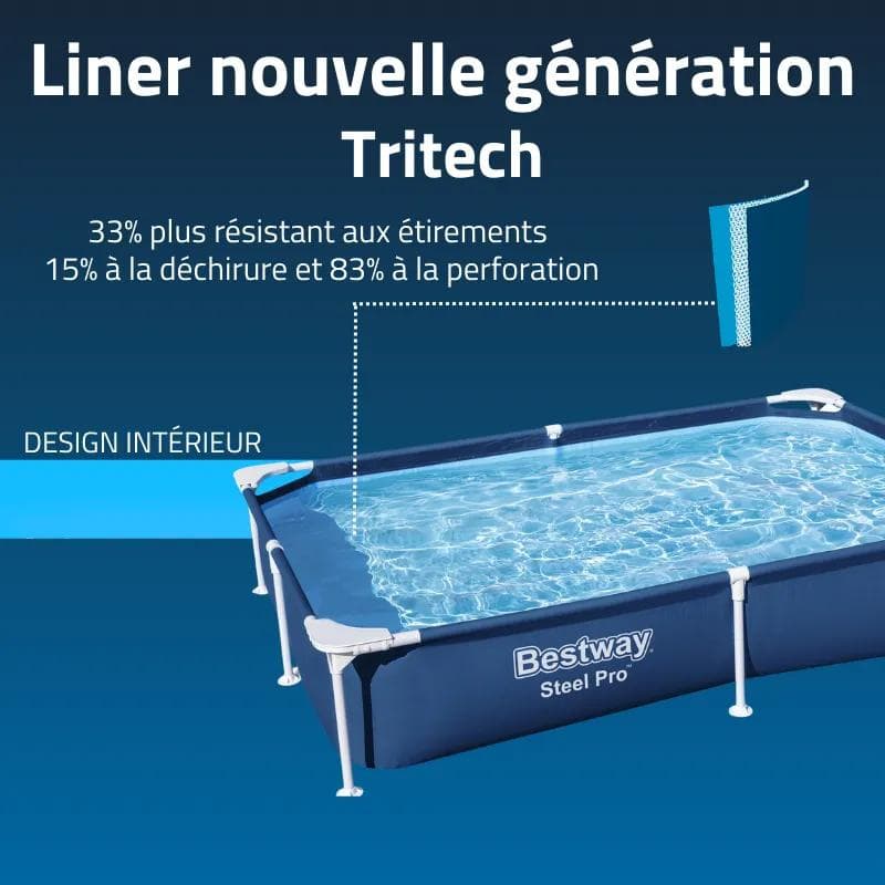 Piscine hors sol tubulaire rectangulaire Bestway Steel Pro 221 x 150 x 43 cm bleu 56401 - photo 4