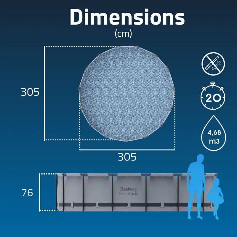 Piscine hors sol tubulaire ronde Bestway Steel Pro Max 305 x 76 cm gris clair 56406 - photo 3