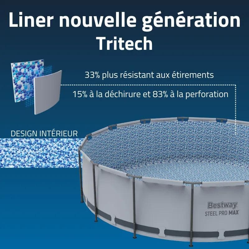 Piscine hors sol tubulaire ronde Bestway Steel Pro Max 305 x 76 cm gris clair 56406 - photo 4