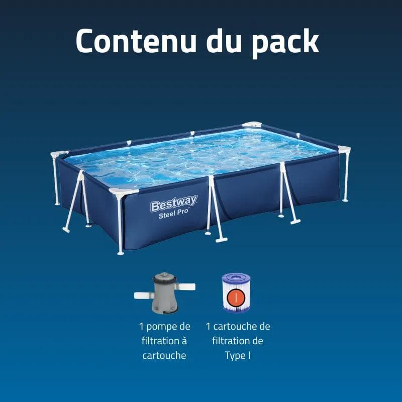Piscine hors sol tubulaire rectangulaire Bestway Steel Pro 300 x 201 x 66 cm bleu 56411 - photo 4