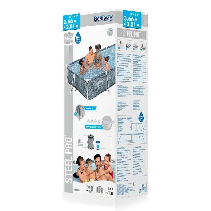 Piscine hors sol tubulaire rectangulaire Bestway Steel Pro 366 x 201 x 66 cm décor graphique 561FV - photo 6