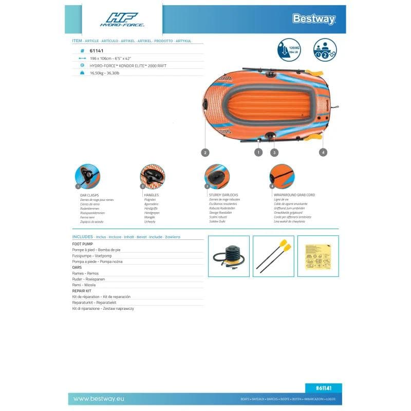 Bateau gonflable Kondor Elite 2000 raft set 196 x 106 cm 61141 - photo 7
