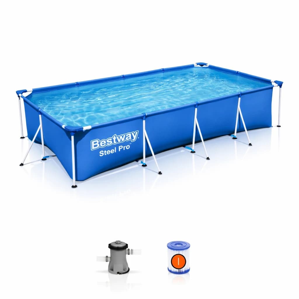 Piscine hors sol rectangle Steel Pro 400 x 211 x 81 cm bleu clair 56424 - photo 1