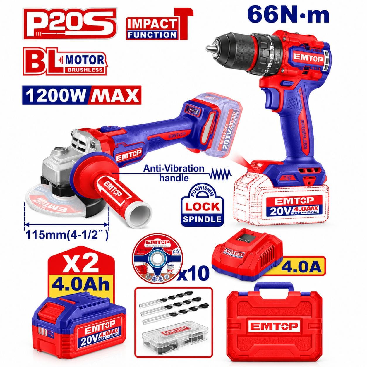 Kit visseuse + tronçonneuse 20v eckl20256 EMTOP - photo 1