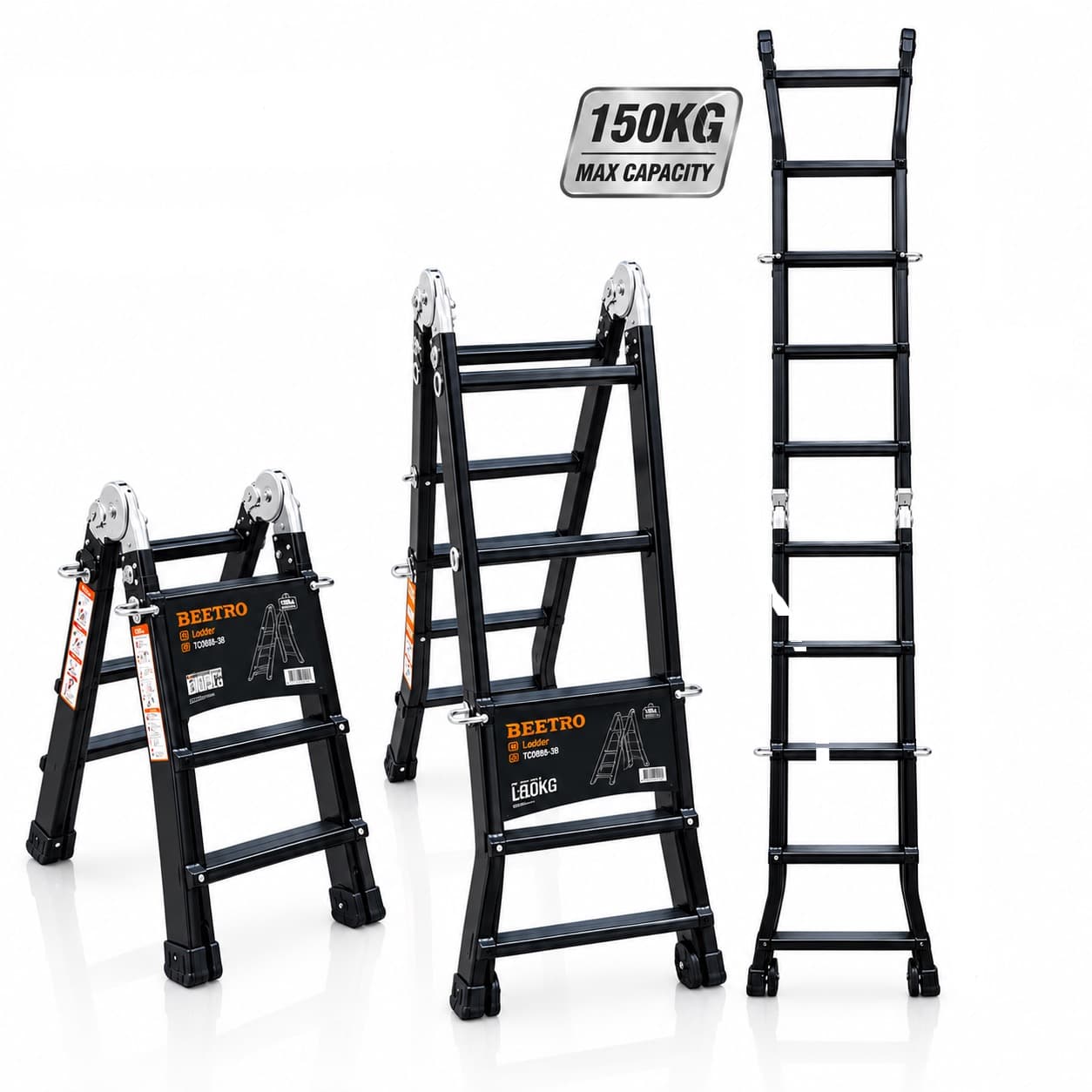 Échelle-escabeau pliable en aluminium robuste TC0888B - photo 1