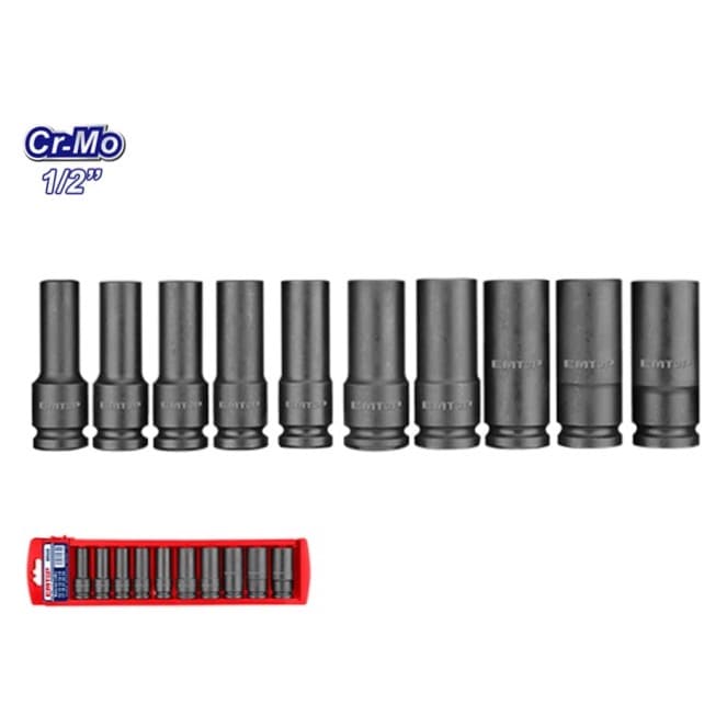 Kit de douilles longues à choc 1/2" 10 PCS EMTOP EMSS12102L - photo 1