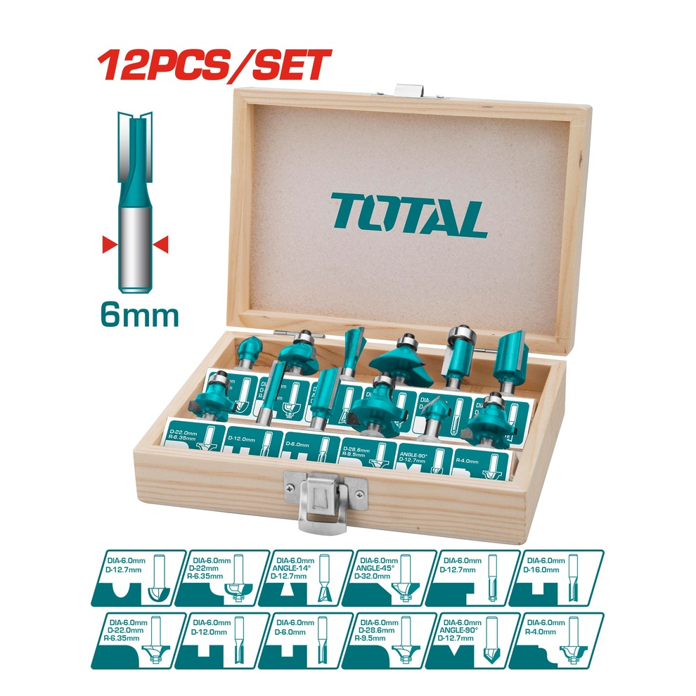 Jeu de Bits de routeur 6mm 12 pcs TACSR0121 - photo 1
