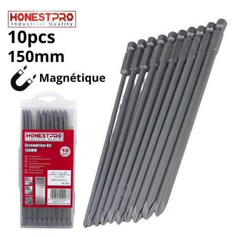 Jeu de 10 Pcs embouts magnétiques Phillips PH1, PH2 150mm avec coffret YAD0292 - photo 1