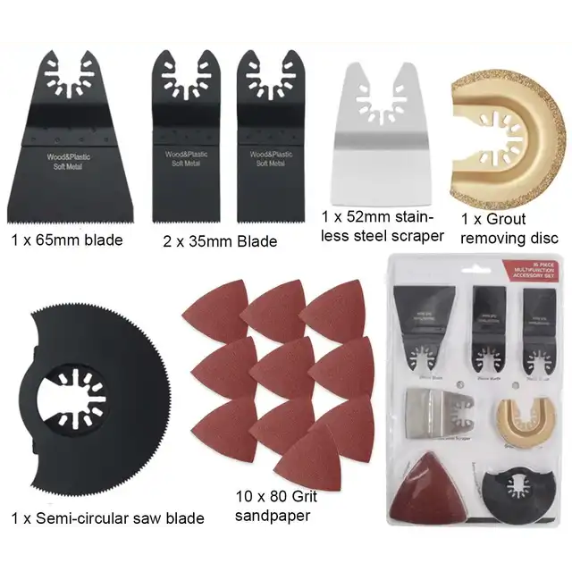 Kit accessoires pour outil multifonction métal, bois et pierre 16 pièces - photo 1