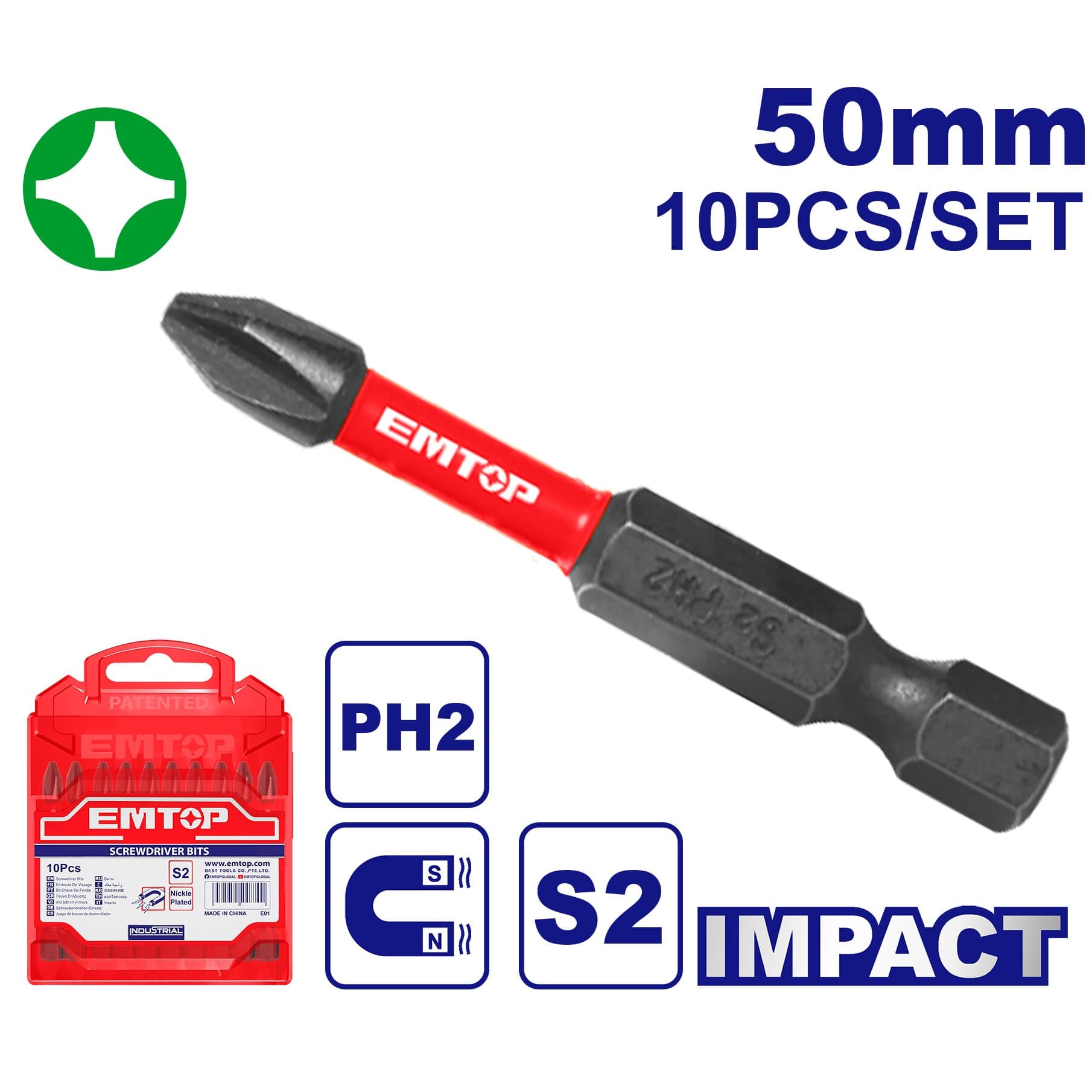 Kit de 10 embouts 1*PH2 50 mm ESBTMPH223 - photo 1