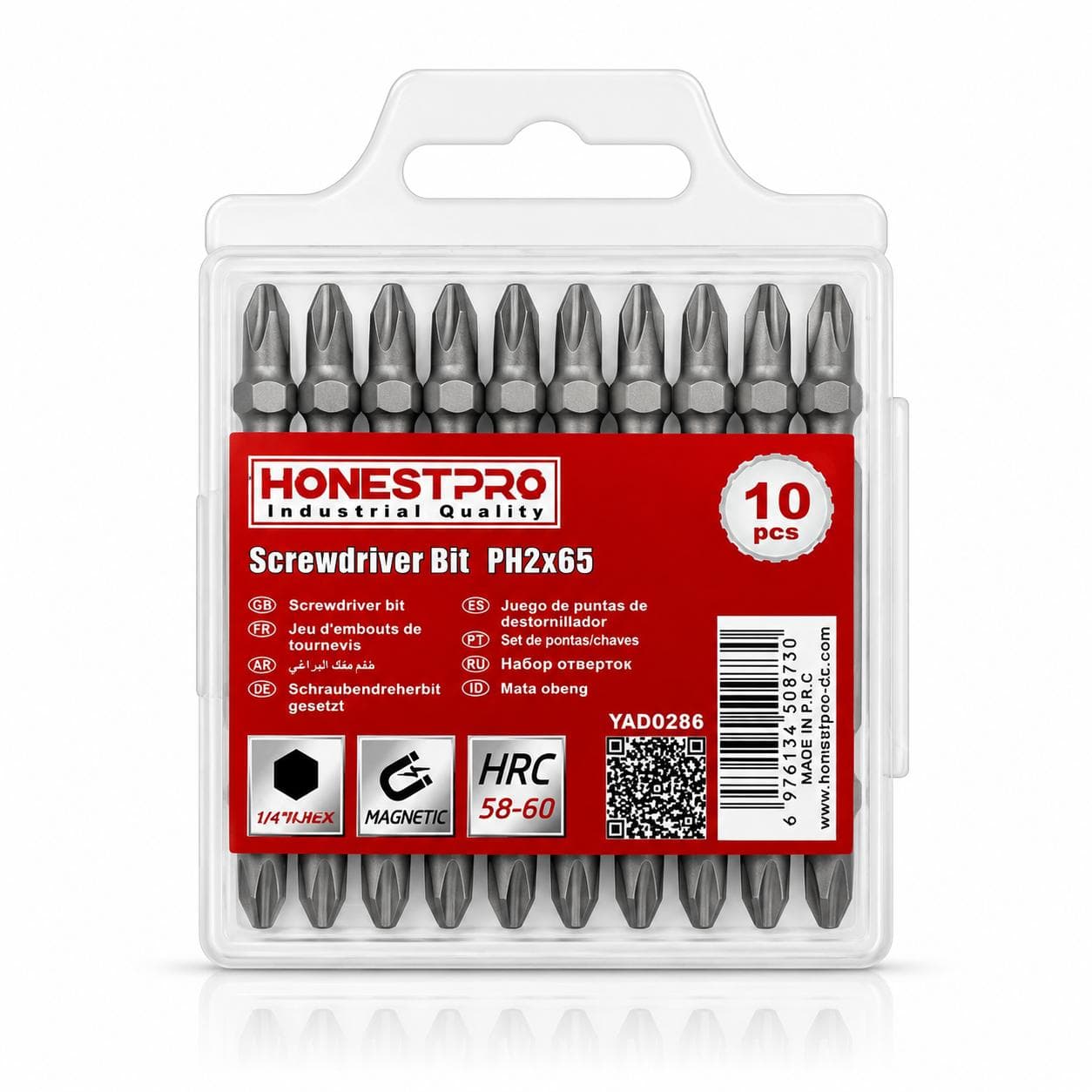 Jeu de 10 PCS embouts magnétiques Phillips PH2 65mm avec coffret YAD0286 - photo 1
