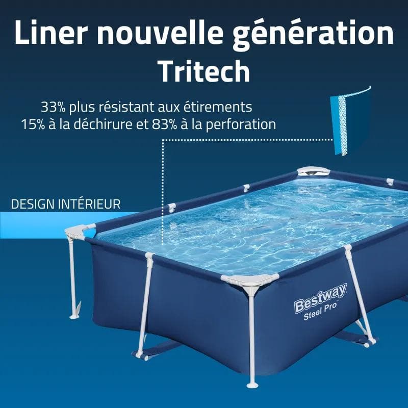 Piscine hors sol tubulaire rectangulaire Bestway Steel Pro 259 x 170 x 61 cm bleu 56403 - photo 4