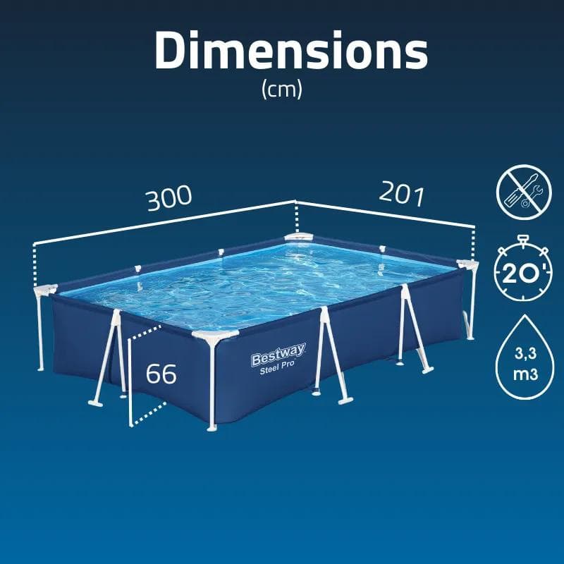 Piscine hors sol tubulaire rectangulaire Bestway Steel Pro 300 x 201 x 66 cm bleu 56404 - photo 3