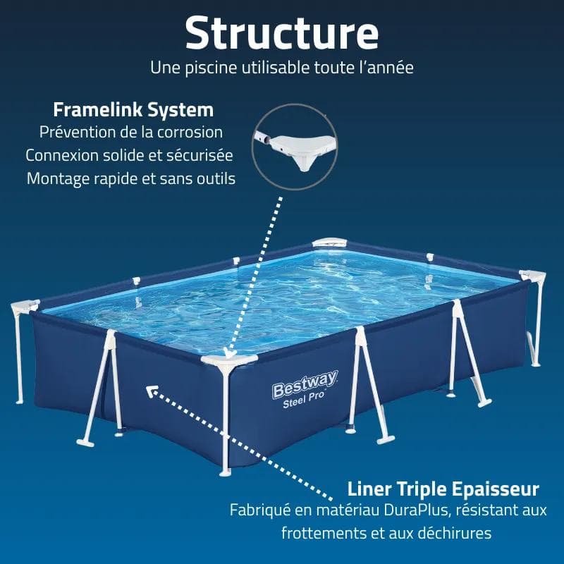 Piscine hors sol tubulaire rectangulaire Bestway Steel Pro 300 x 201 x 66 cm bleu 56411 - photo 6