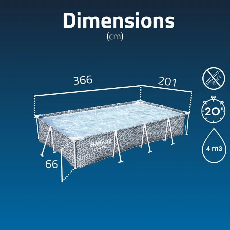 Piscine hors sol tubulaire rectangulaire Bestway Steel Pro 366 x 201 x 66 cm décor graphique 561FT - photo 3