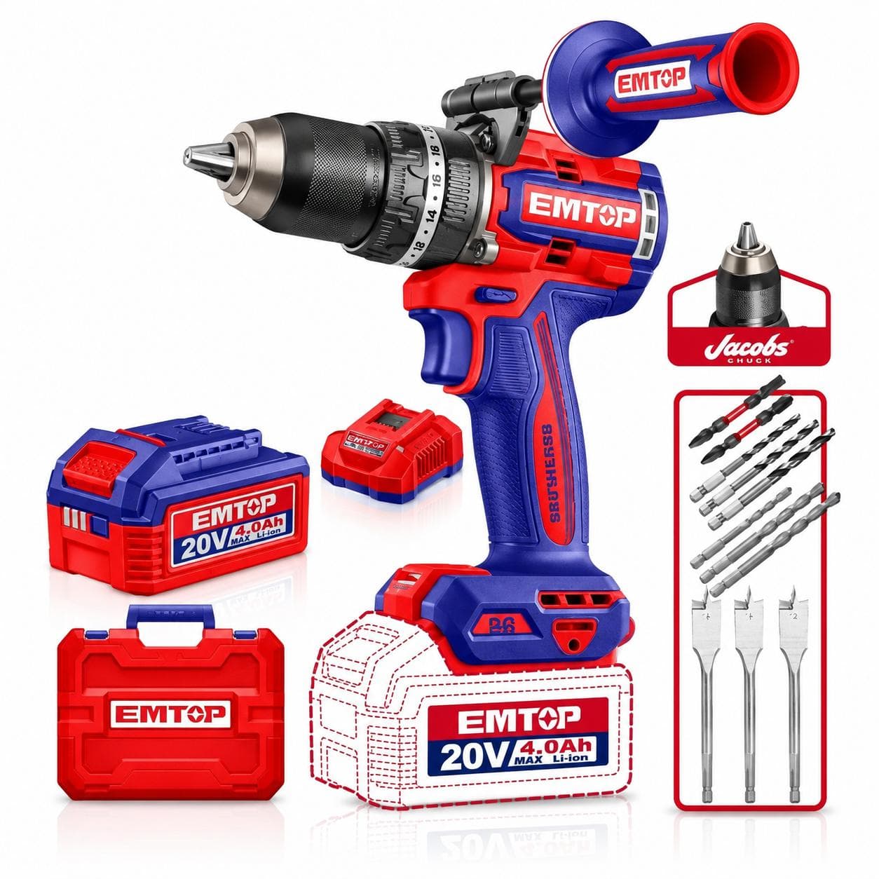 Visseuse à percussion 20V 4.0AH 96Nm brushless sans fil ECIDL209686 - photo 1