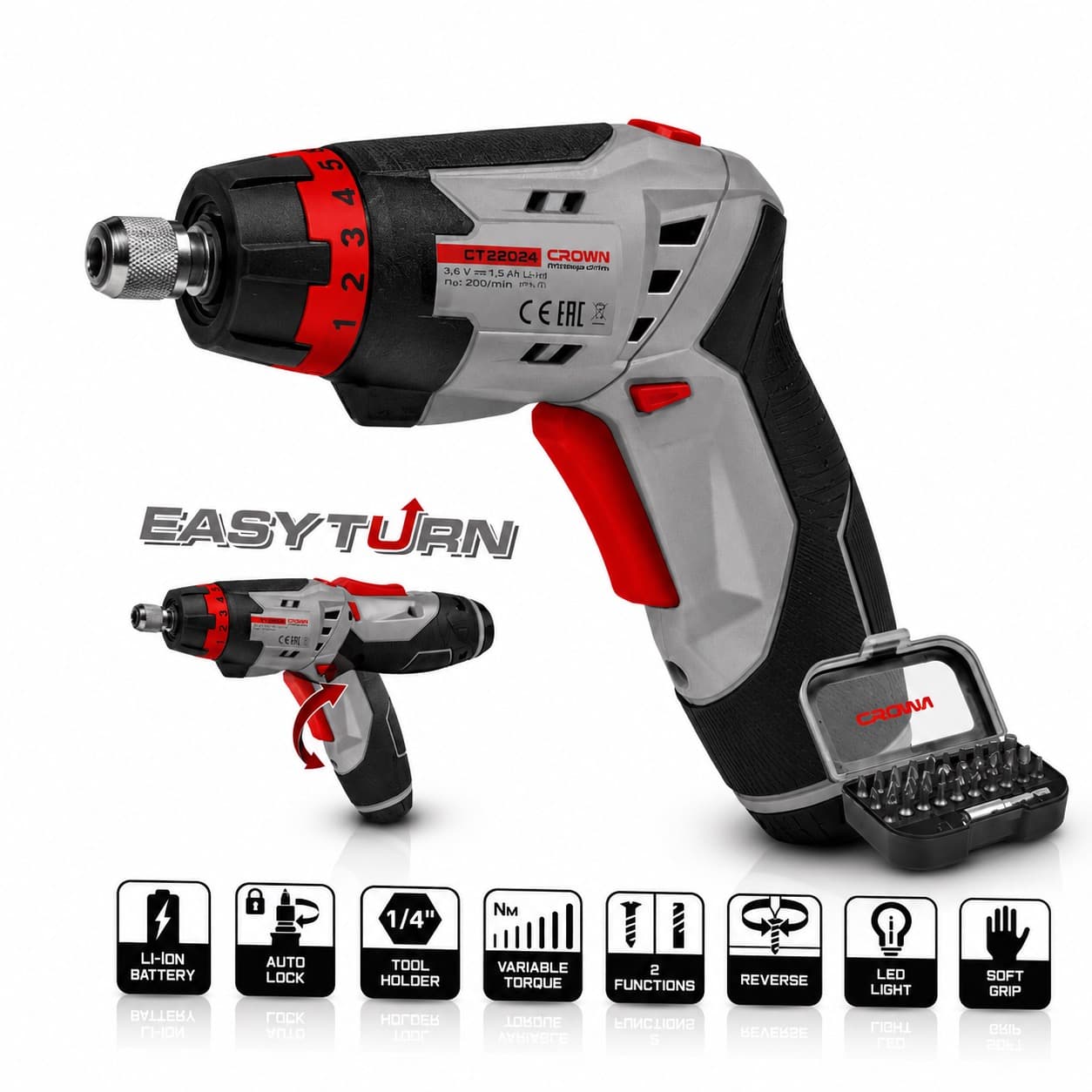 Visseuse, tournevis électrique rotative sans fil 3,6V avec torche CT22024 - photo 1