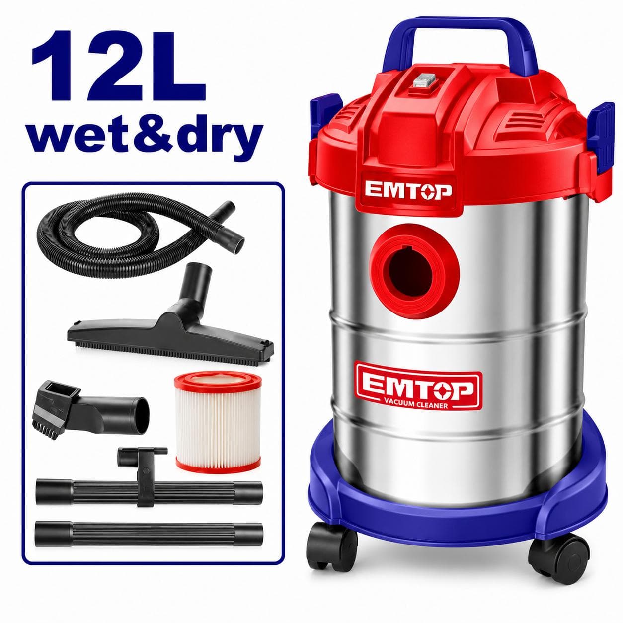 Aspirateur eau et poussière 12L inox 800W EVCR0801 - photo 1