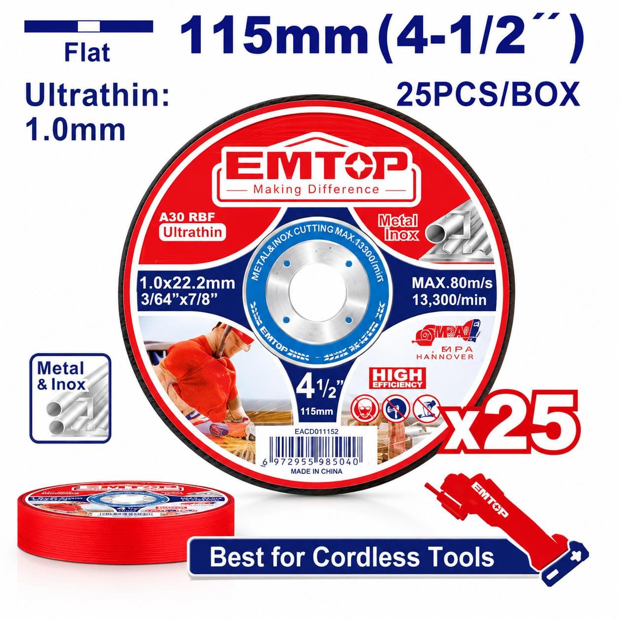 Disque metal/inox 115*1.0MM 25PCS EACD11011525 - photo 1