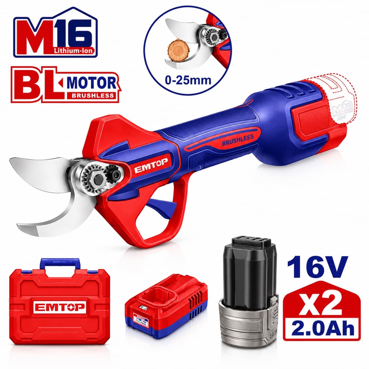 Sécateur sans fil brushless 16V 2.0Ah ELSL162582 - photo 1