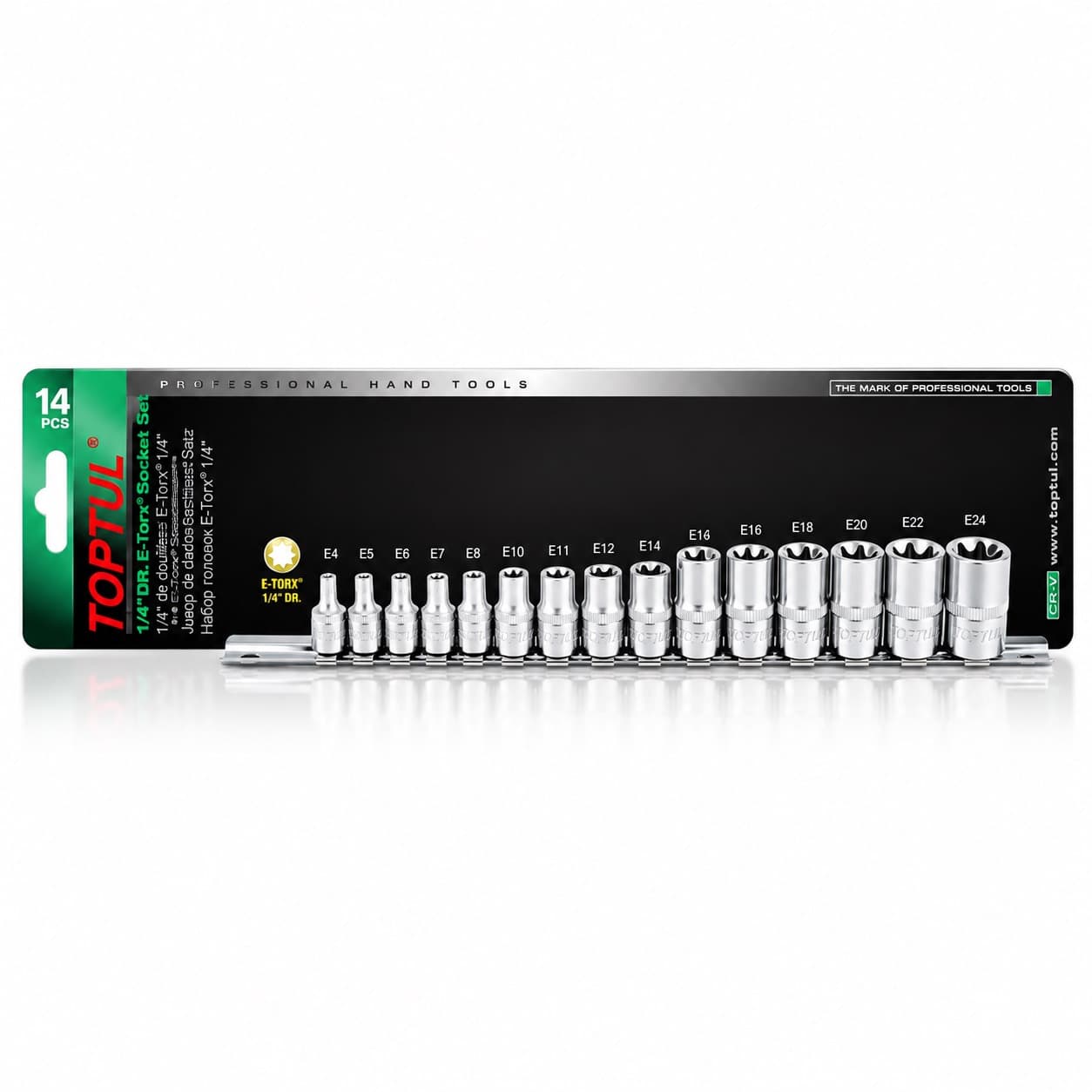 Jeu de rails à douilles étoile 14pcs 1/4", 3/8" & 1/2" GAAR1402 - photo 1
